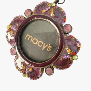 Macy's‎ Christmas Photo Ornament Small Purple Rhinestone Holiday Hanging Gift